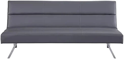 Faux Leather Convertible Futon Sofa Bed with Chrome Legs V552