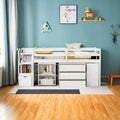 Twin Size Wood Loft Bed Frame with Desk and 3 Drawers U900578