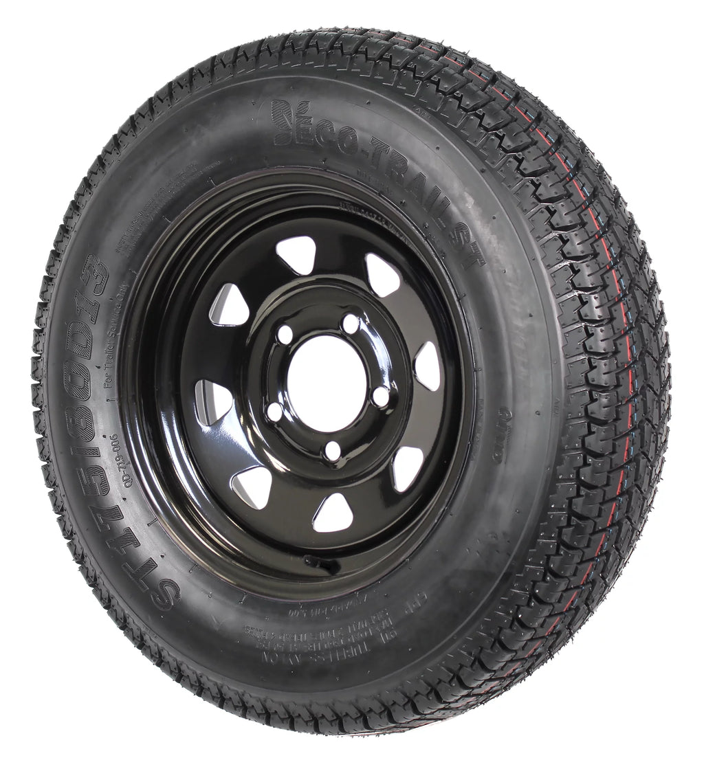 2-Pk Trailer Tire Black Spoke Wheel Rim ST175/80D13 V81352