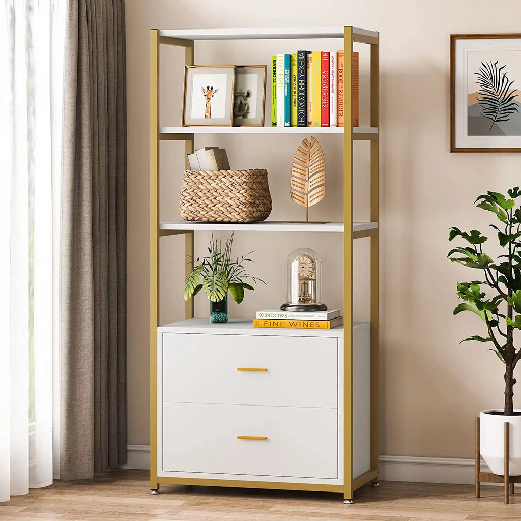 4-Tier Bookshelf with 2 Drawers N544